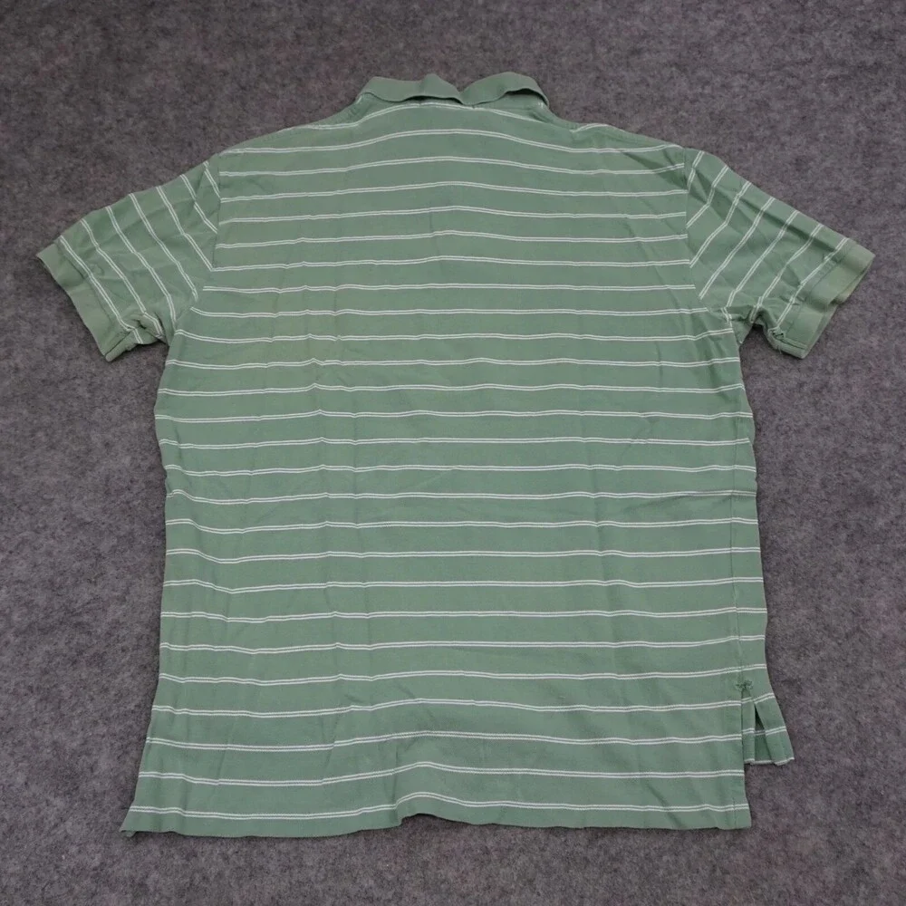 Ralph Lauren Polo Shirt Mens Large L Green Short Sleeve Striped Cotton Pony
